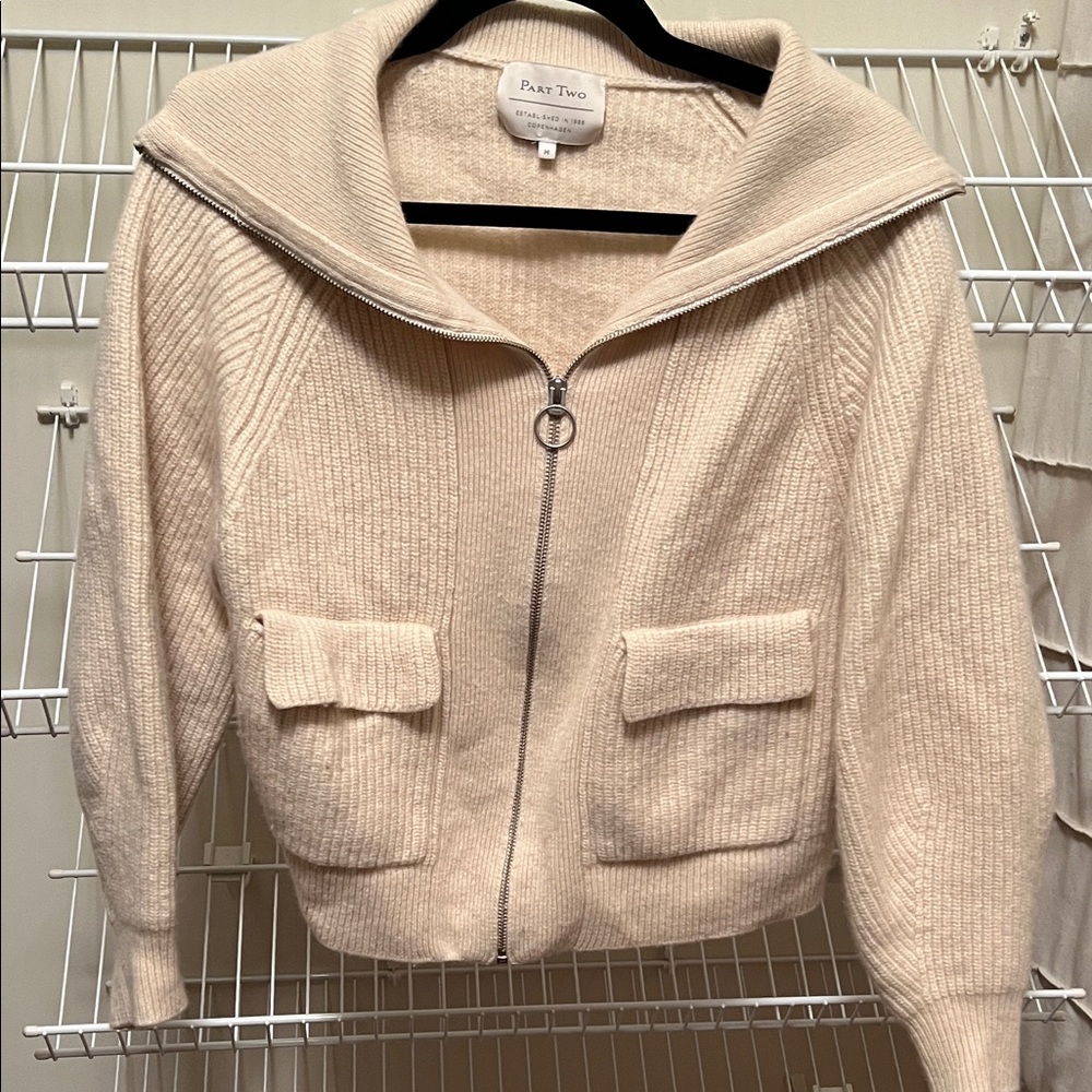 Part Two Cream Women's zip up sweater